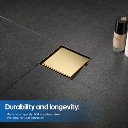 120*120mm Brushed Brass Shower Grate Floor Waste Drain Smart Tile Insert 120*120mm Brushed Brass Shower Grate Floor Waste Drain Smart Tile Insert